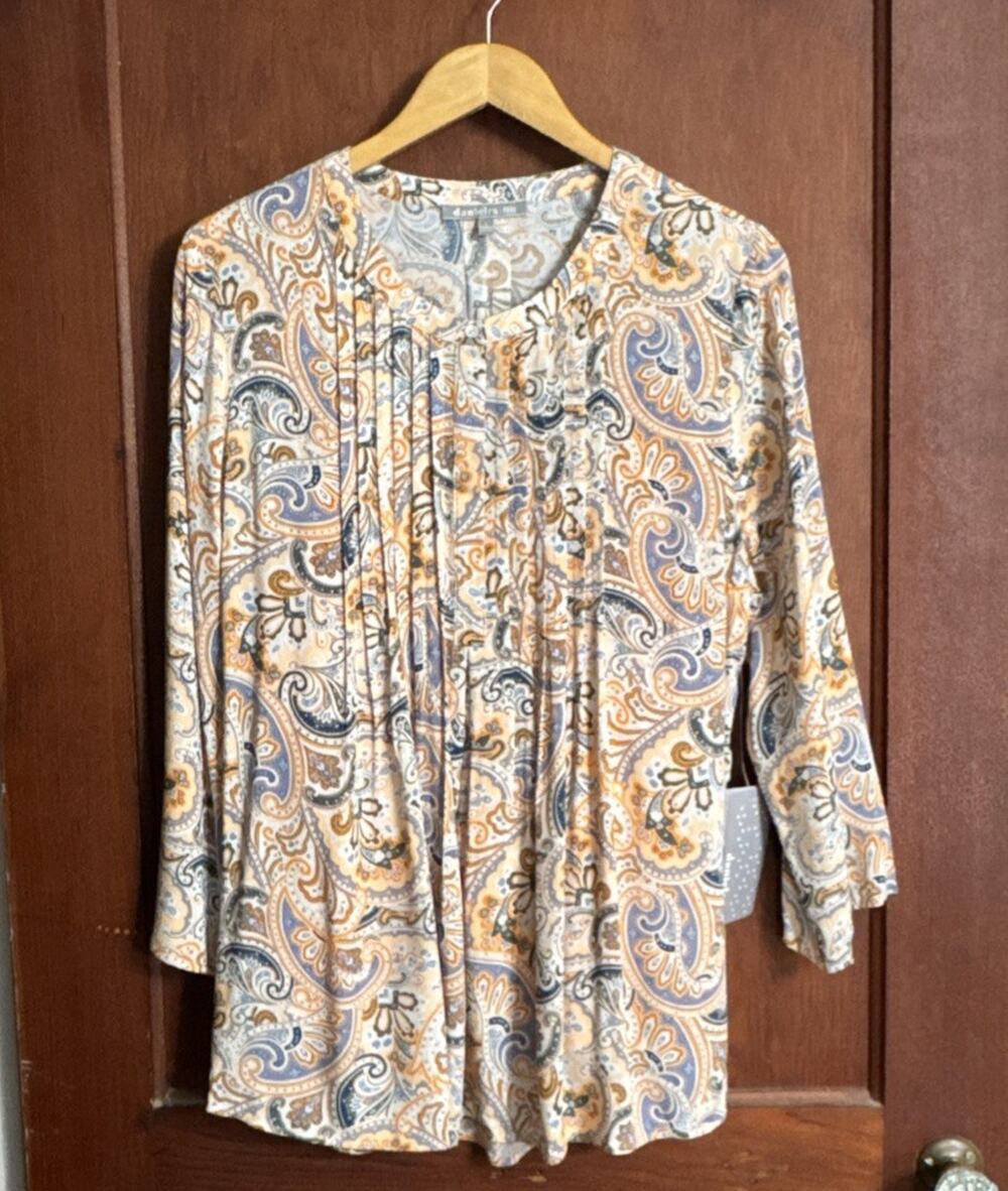 NWT Daniel Rainn Size L 2 Piece Paisley Rayon Tunic Tank Boho Lagenlook Top